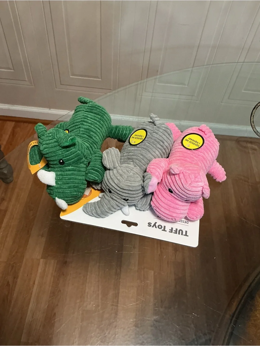 Brand New Jmle tuff Set Of 3 Elephant & Reno Squeaker Dog Toy  9”